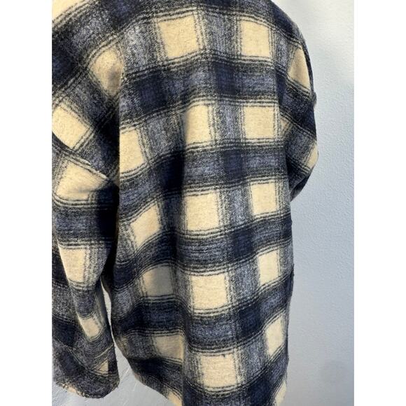 Madewell Black Gray Cream Wool Plaid Jacket Buffalo Check S Oversized - Picture 4 of 7